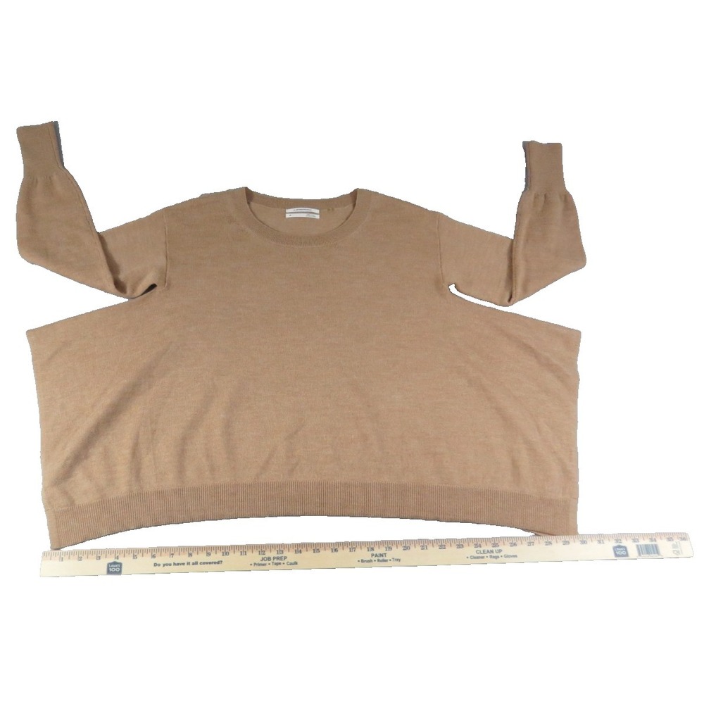 Anthropologie XS Camel Merino Wool Oversized Dolman Knit Pullover Sweater 100%